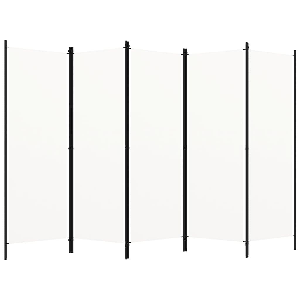 vidaXL Parawan 5-panelowy, biały, 250 x 180 cm
