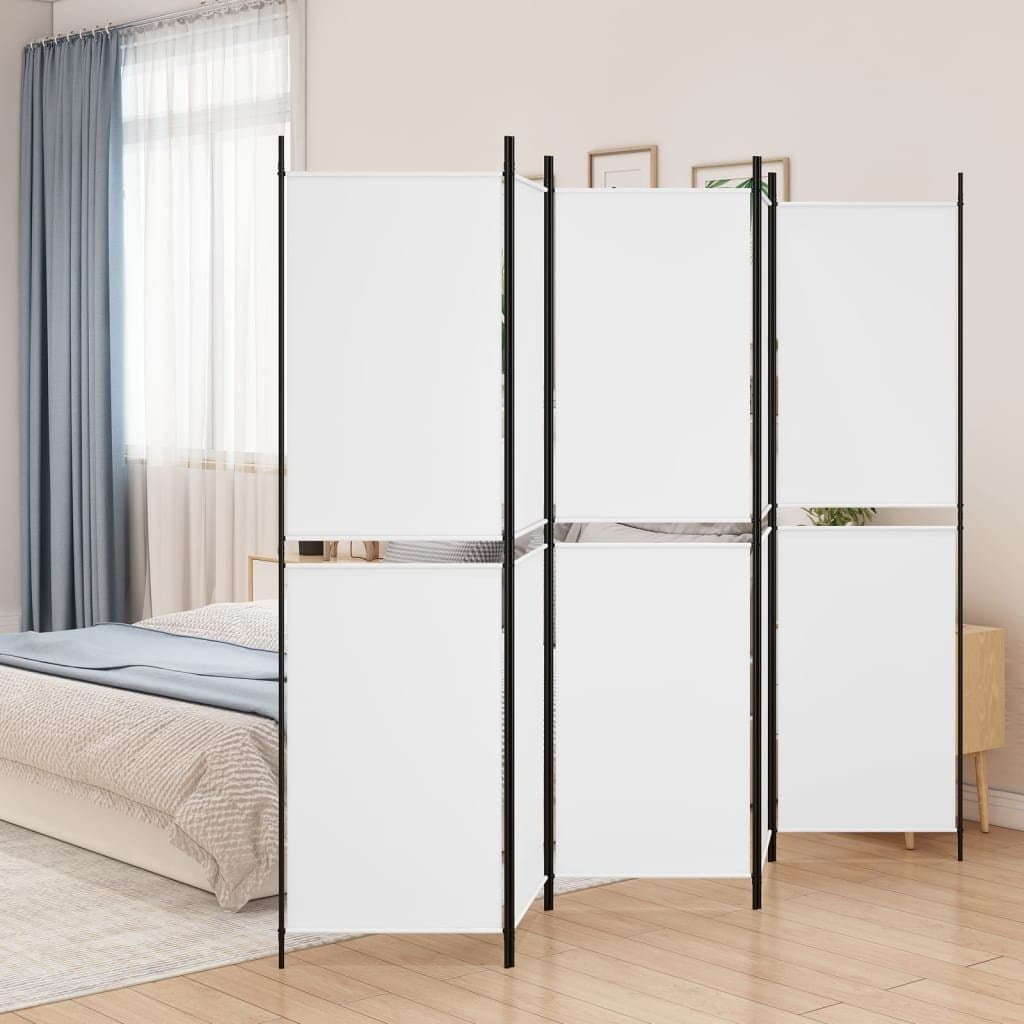 vidaXL Parawan 5-panelowy, biały, 250x200 cm, tkanina