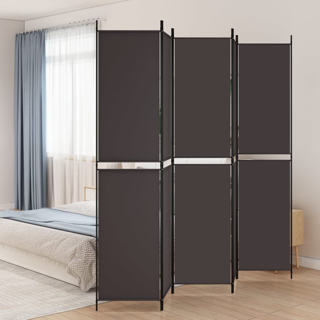 vidaXL Parawan 5-panelowy, brązowy, 250x220 cm, tkanina