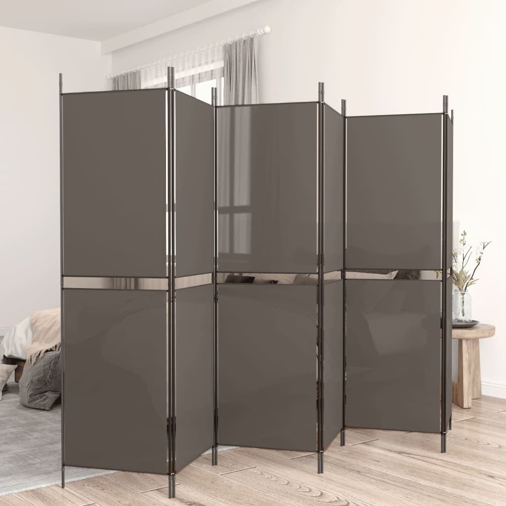 vidaXL Parawan 6-panelowy, antracytowy, 300x220 cm, tkanina