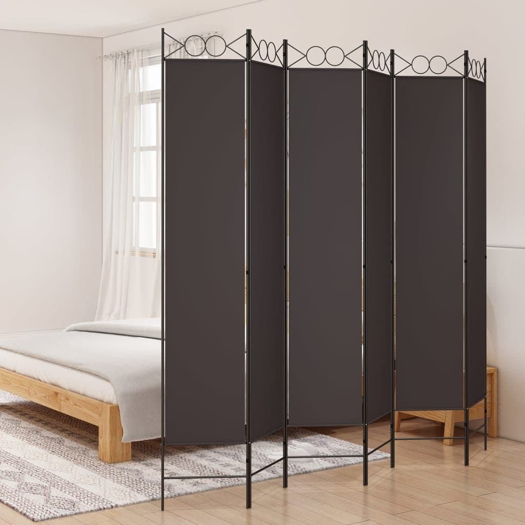 vidaXL Parawan 6-panelowy, brązowy, 240x220 cm, tkanina