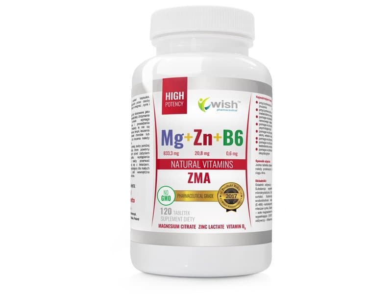 Suplement diety, Wish, Mg+Zn+Vit B6, 120 tabletek