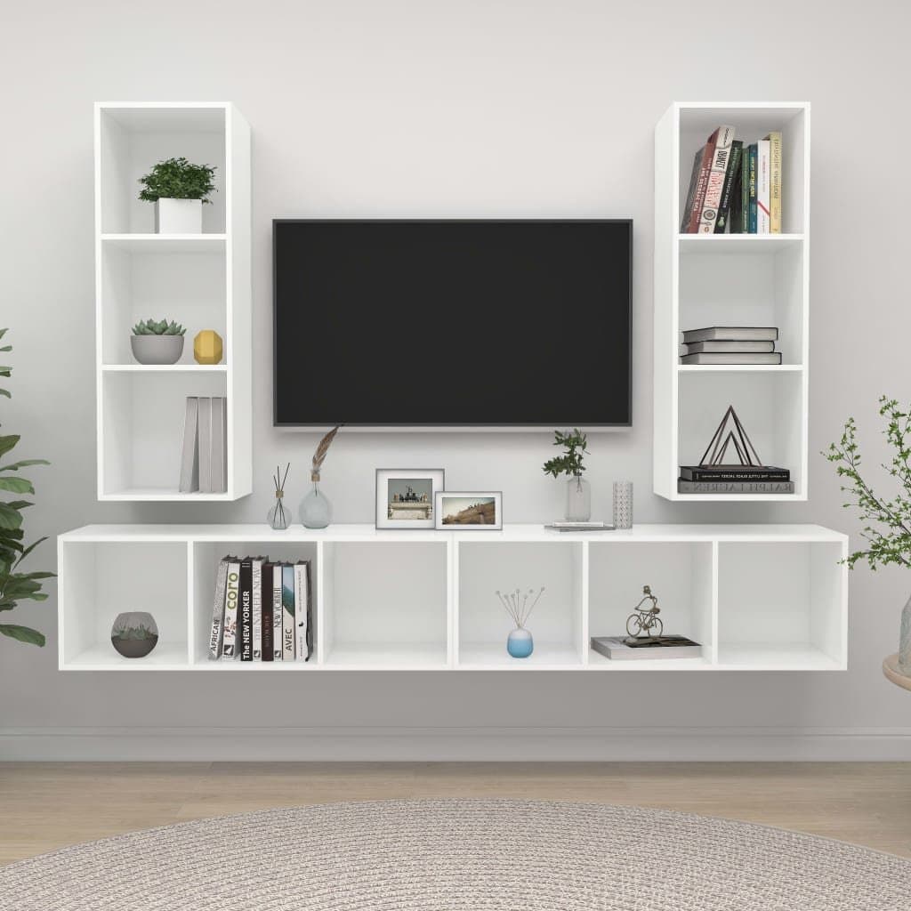 Wiszące szafki TV, 4 szt., białe, płyta wiórowa