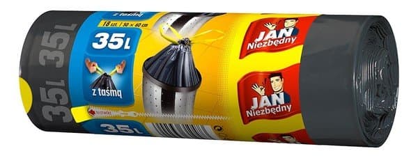 Worki na śmieci z taśmą JAN NIEZBĘDNY, 35l, 18 sztuk