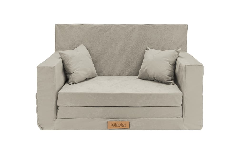 Rozkładana personalizowana sofa piankowa dziecięca jasny szary