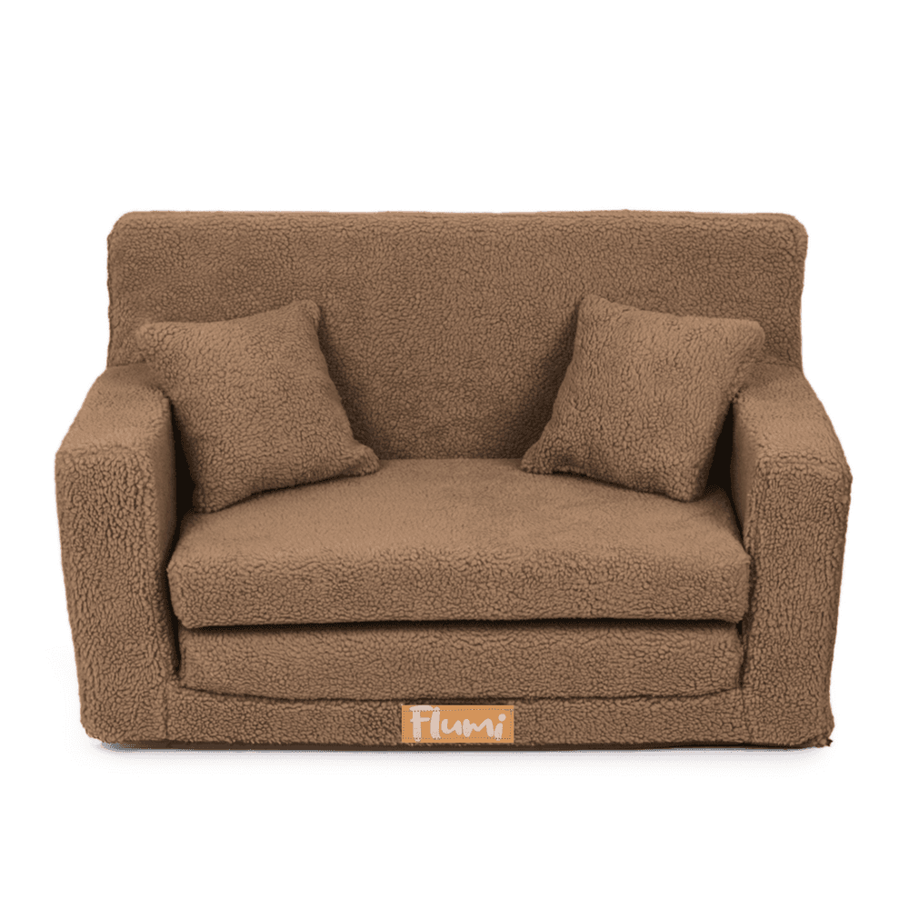 Rozkładana personalizowana sofa piankowa dziecięca - baranek czekoladowy