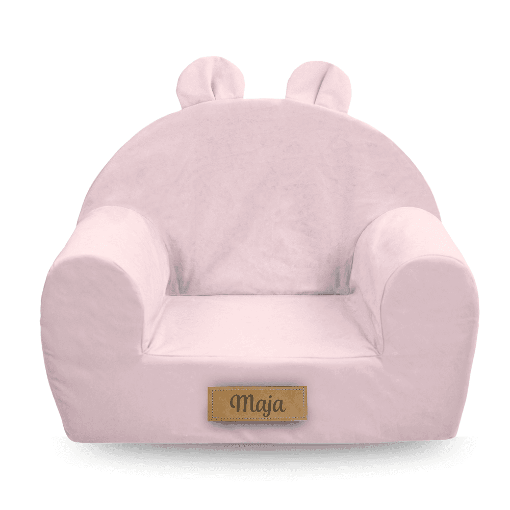 Personalizowany fotelik dziecięcy z uszami różowy