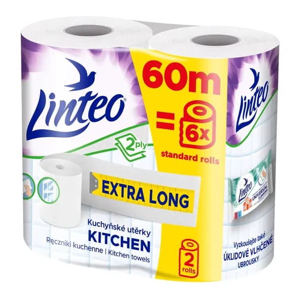 LINTEO RĘCZNIK PAPIEROWY KUCHENNY XXL 2 ROLKI DWUWARSTWOWY CHŁONNY