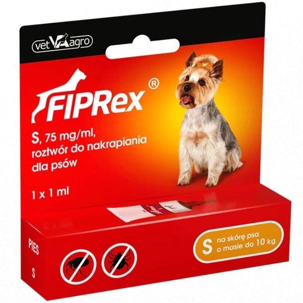 Fiprex S 75mg/ml krople na pchły i kleszcze dla psa MAŁE PSY 1 ml