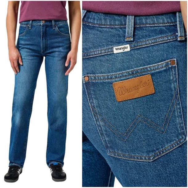 Wrangler SUNSET Dark Wash wysokie proste damskie spodnie jeansowe W30 L32