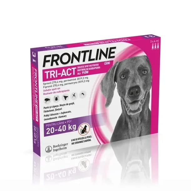 FRONTLINE TRI-ACT DLA PSÓW L 20-40kg KROPLE NA PCHŁY KLESZCZE OWADY 1x4ml