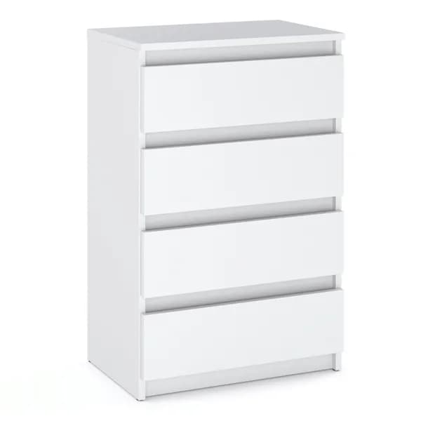 Komoda Biała Z 4 Szufladami 60 CM Szafka Rtv Loft Mała Nowoczesna Do Salonu