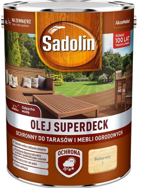 OLEJ SUPERDECK SADOLIN do drewna, bezbarwny, 5l