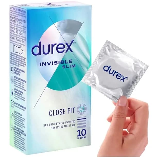 PREZERWATYWY DUREX INVISIBLE CLOSE FIT 10 szt. Ściśle Dopasowane Cieńsze