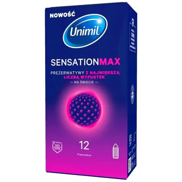 Prezerwatywy UNIMIL SENSATION MAX WYPUSTKI Stymulujące 12 szt.