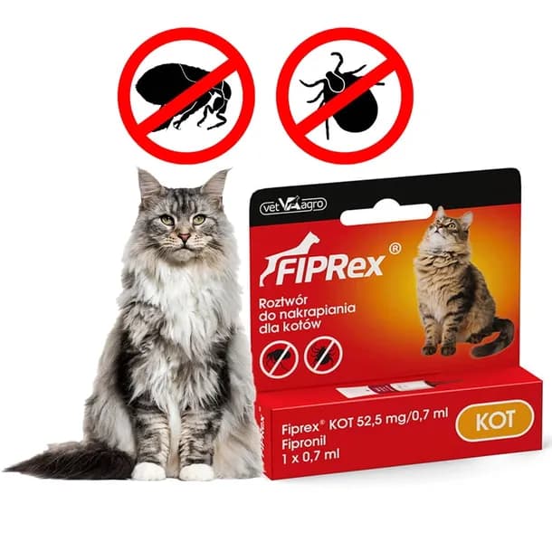 Fiprex KROPLE od pcheł kleszczy dla KOTA 1 pipeta