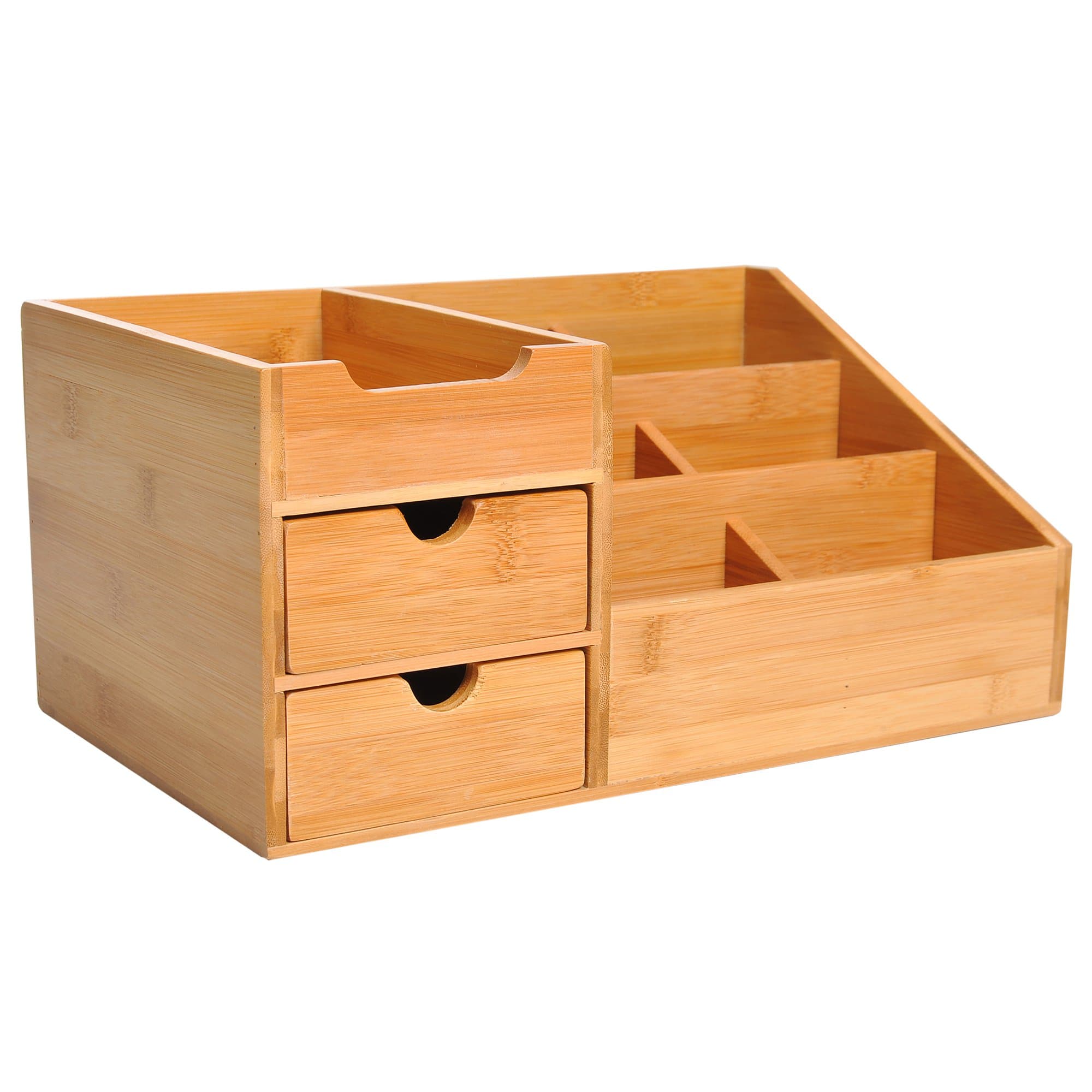 Homcom Organizer na biurko z 2 szufladami Naturalny Drewniany Praktyczne przechowywanie 33x205x155cm | Aosom PL
