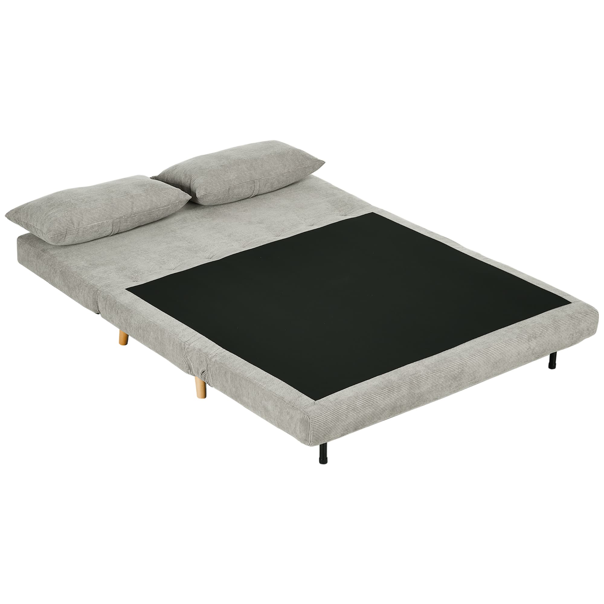 HOMCOM Sofa rozkładana łóżko dla gości z regulowanym oparciem do 120 kg szara 141x90x81 cm | Aosom PL