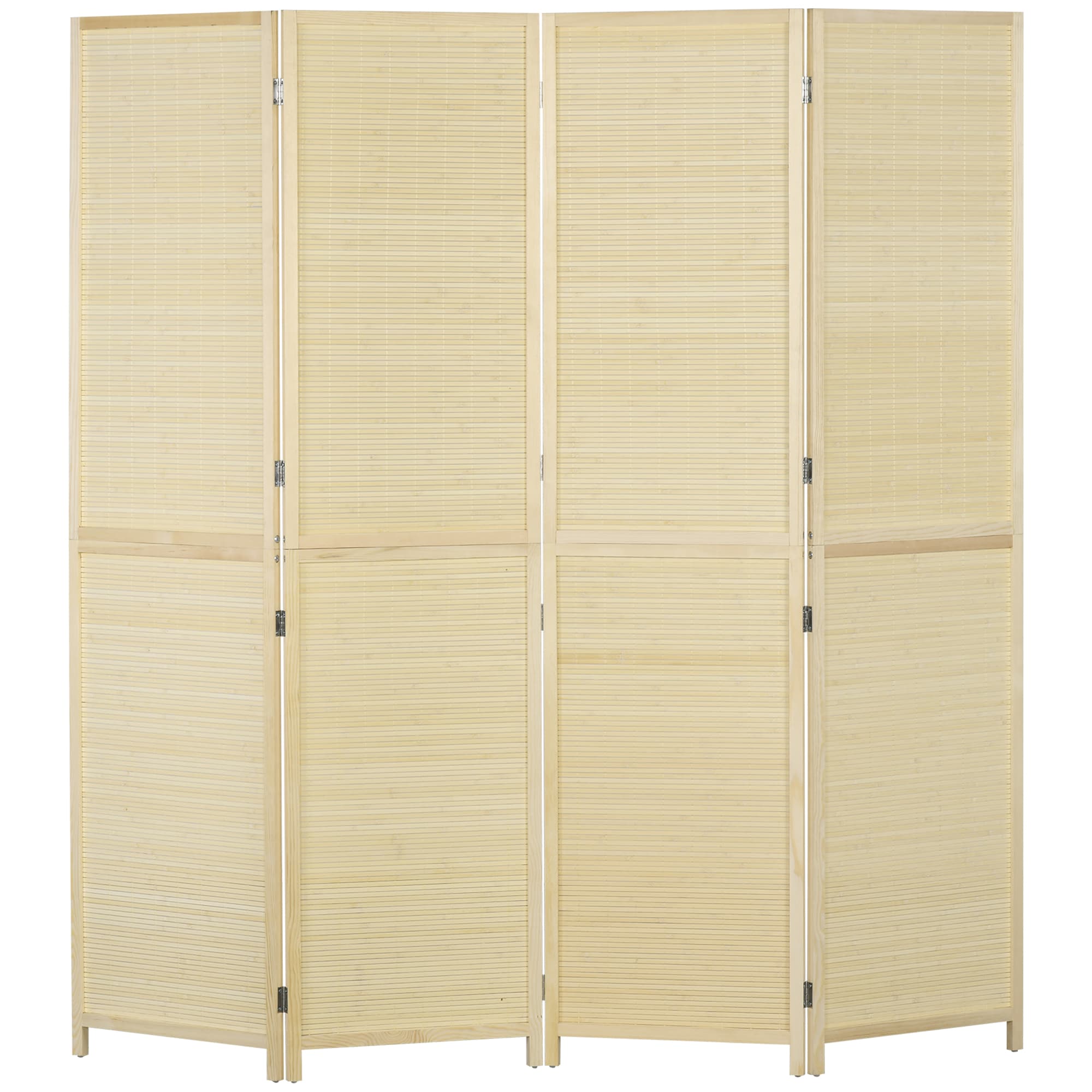 HOMCOM Parawan 4-częściowy 180 x 180 cm składany, przegroda z bambusa do salonu, naturalny | Aosom PL