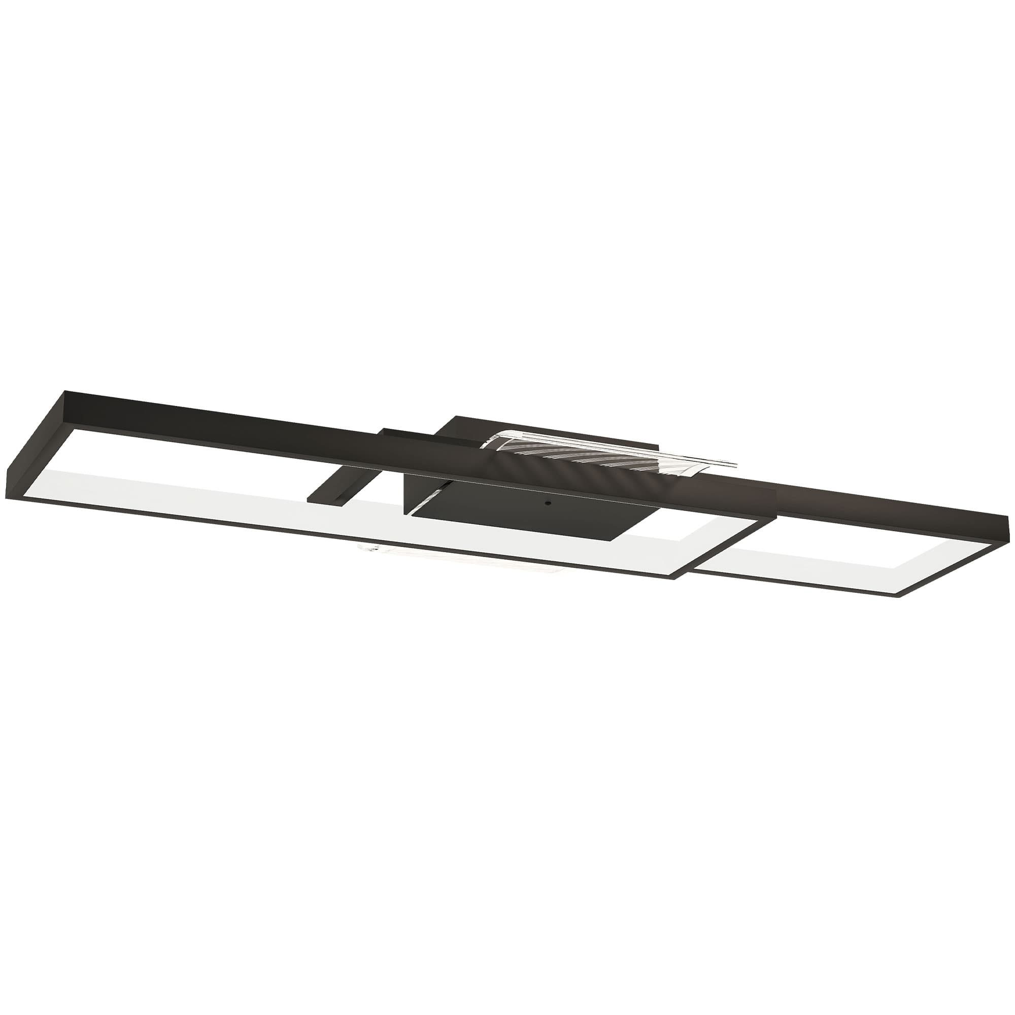 HOMCOM Lampa sufitowa LED 43W 4600LM 3000-6000K ściemniana płaska z pilotem przełącznikiem ściennym 70 x 30 x 7 cm Czarna | Aosom PL