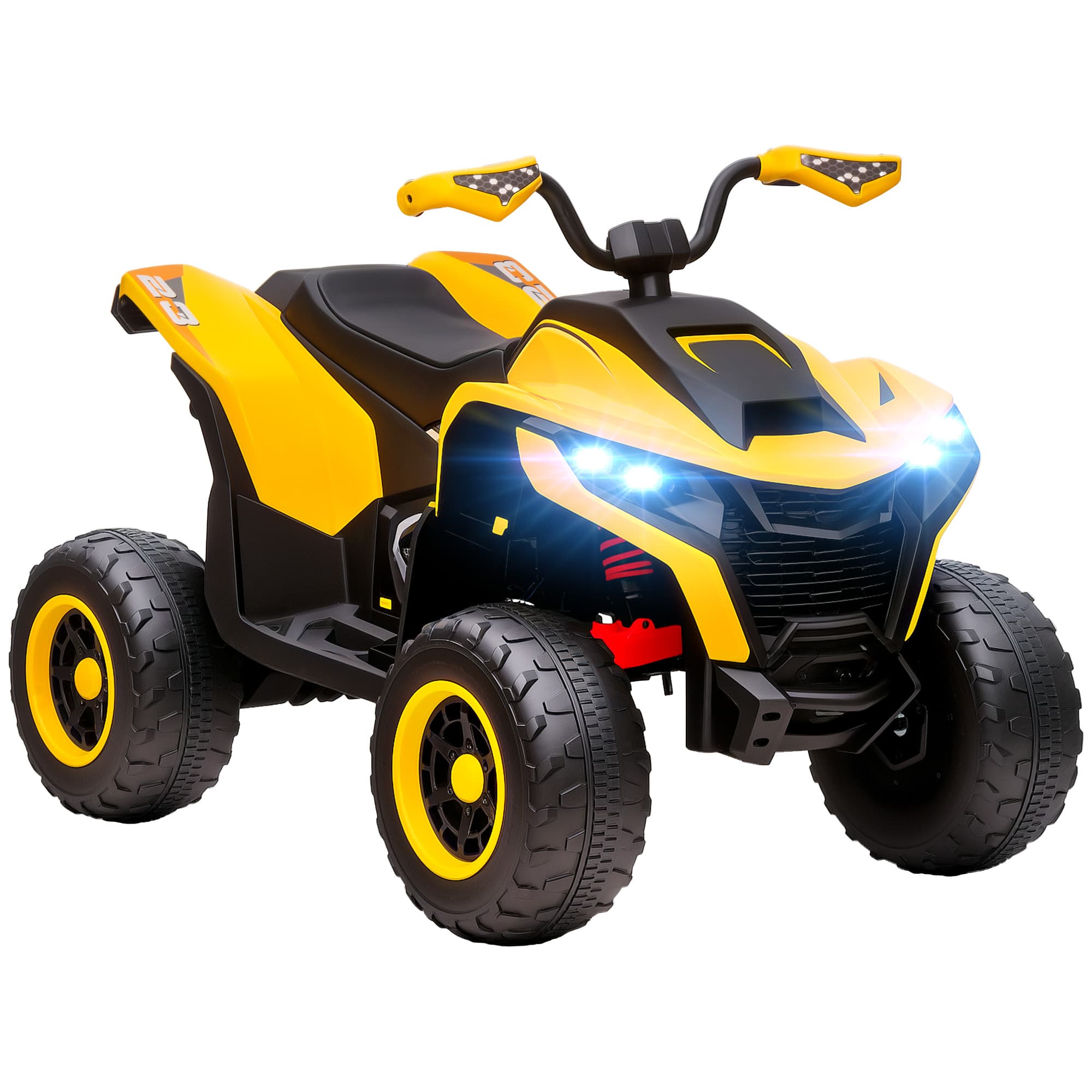 AIYAPLAY Dziecięcy Elektryczny Quad, 3-6 km/h, Reflektory LED, Muzyka, USB, dla Dzieci 3-8 Lat, Żółty