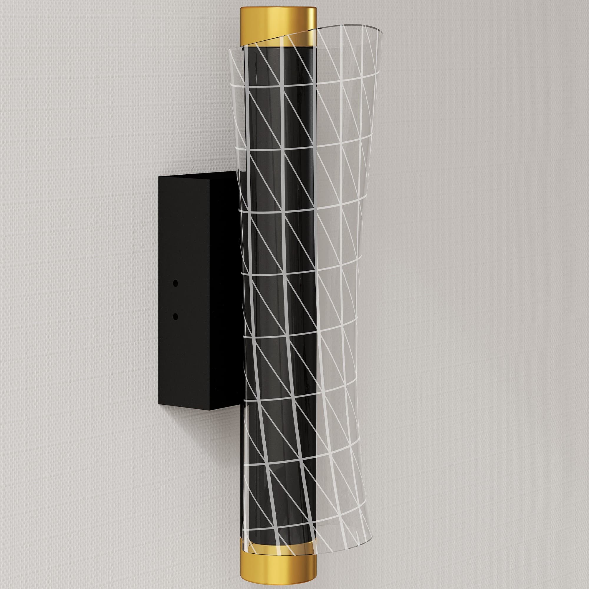 HOMCOM Lampa ścienna LED do wnętrz z geometrycznym wzorem siatki, regulowana, czarna