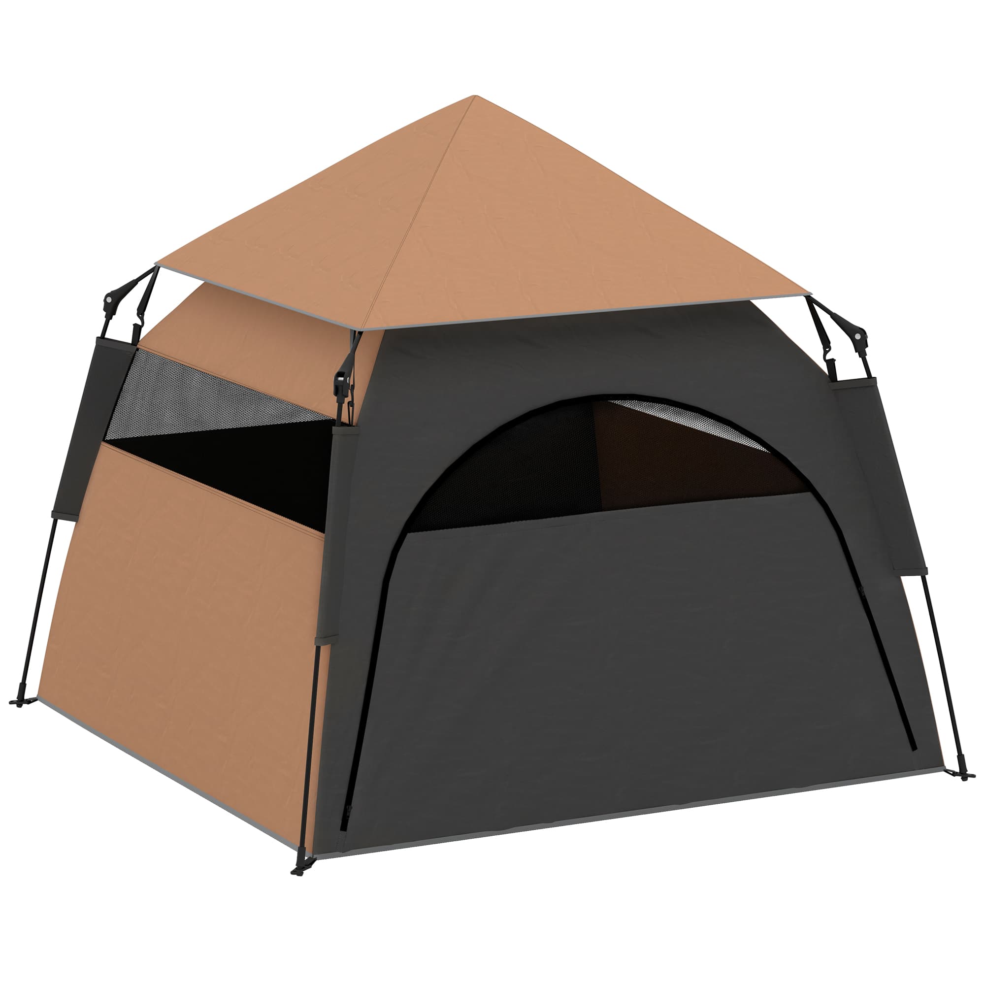 PawHut Namiot dla Zwierząt, Namiot dla Psów, Składany, Odporny na Warunki Pogodowe, Buda dla Psów, dla Dużych Psów, Ciemnobrązowy