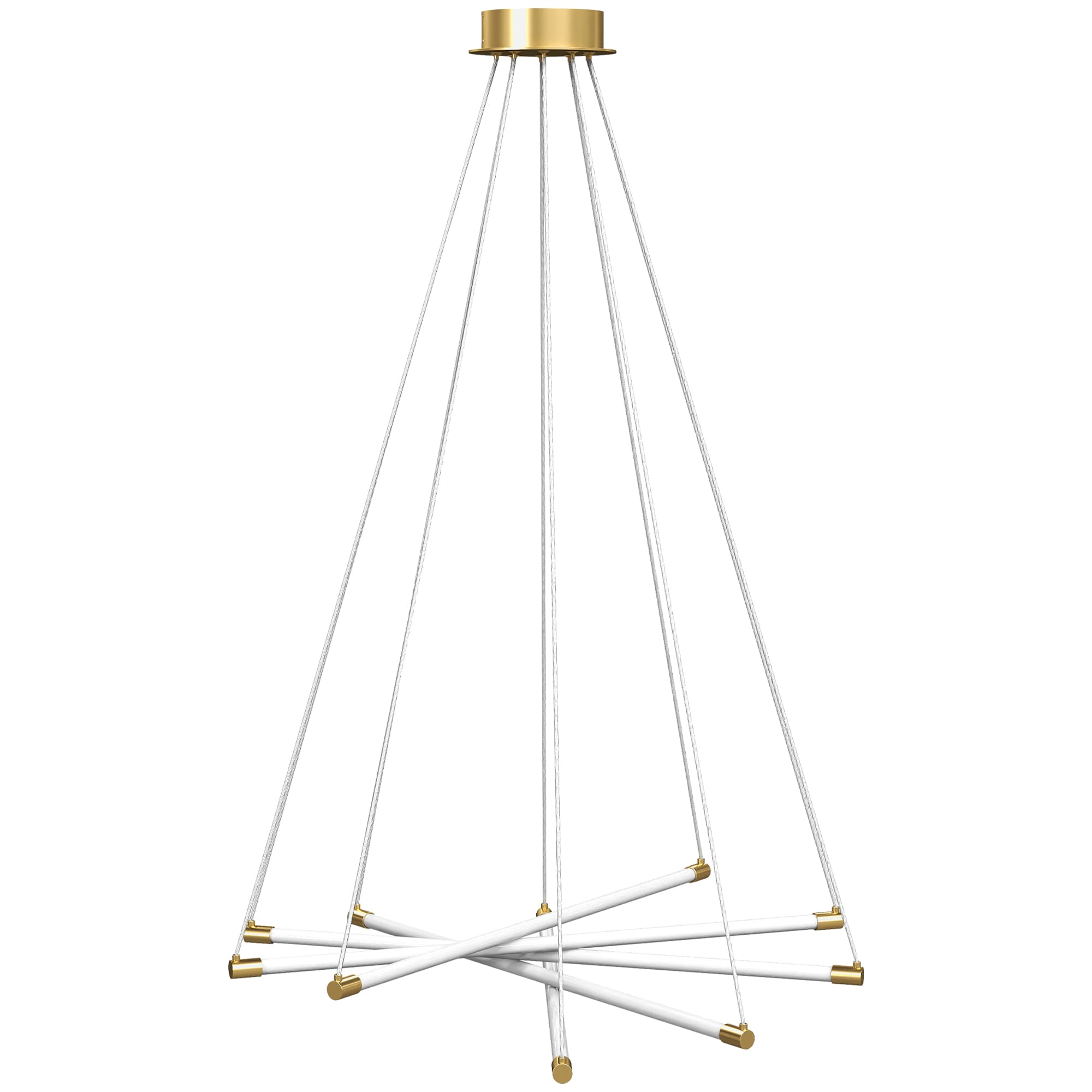 HOMCOM Lampa sufitowa LED, 50W, 5 regulowanych rur świetlnych, regulowana, lampa sufitowa do salonu, jadalni, kuchni, Złoty+Biały