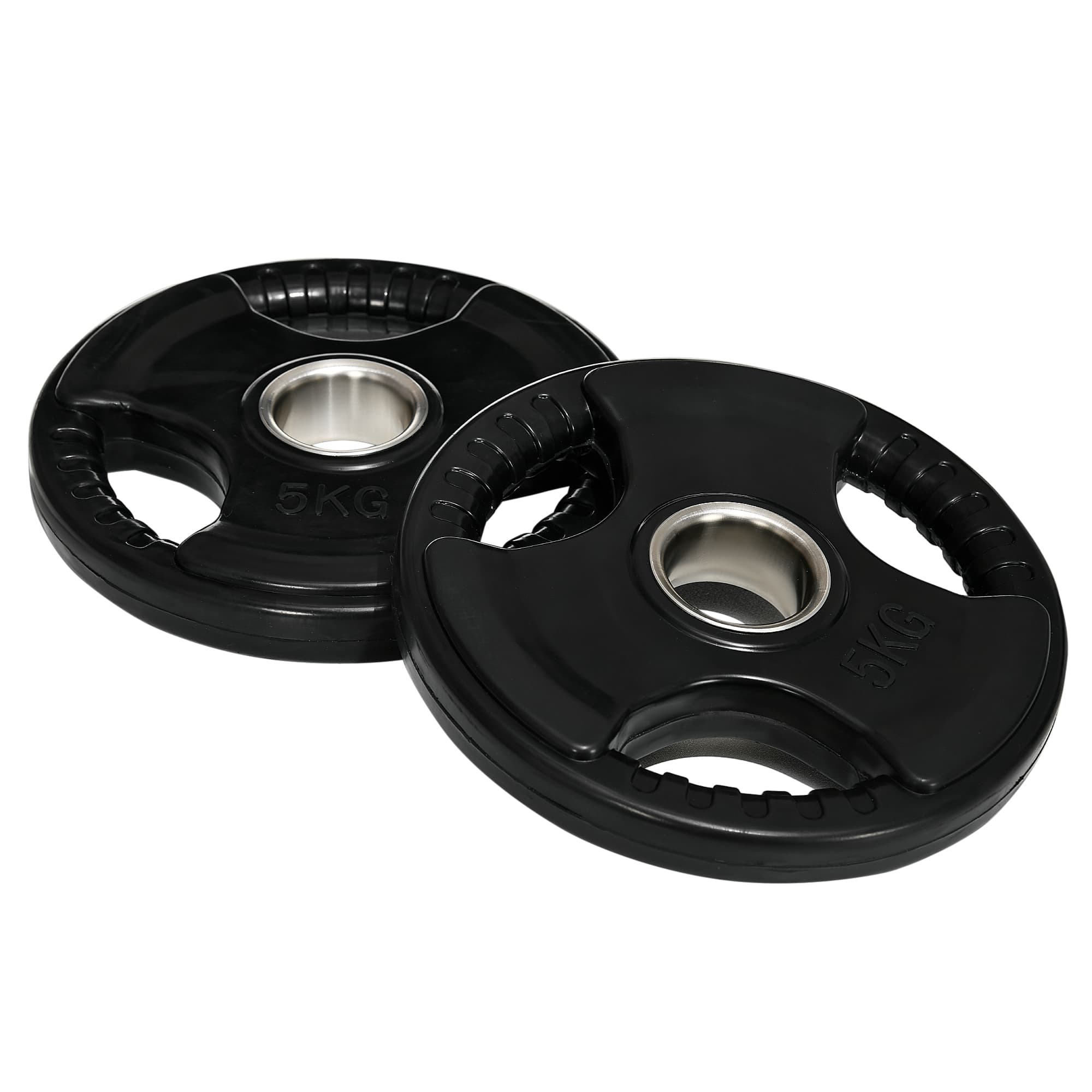 SPORTNOW Hantelka 2 szt 5 kg Trzy uchwyty Ochronne pokrycie gumowe Metal Trening siłowy | Aosom PL