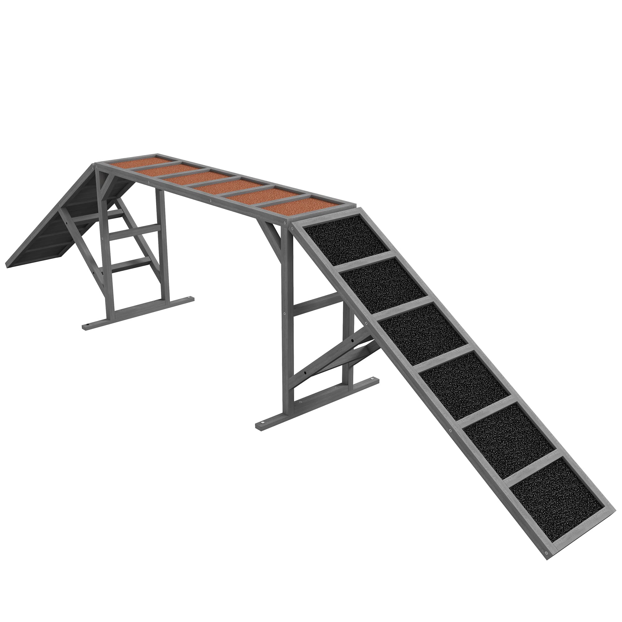 PawHut Rampa agility dla psów z listwami zabezpieczającymi, antypoślizgową powierzchnią, odporna na warunki atmosferyczne, do 40 kg, 325x55x69