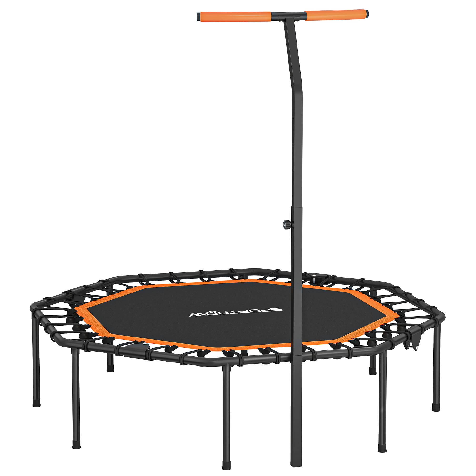 Fitness-Trampolin SPORTNOW z regulowanym uchwytem, stabilne i ciche do użytku wewnątrz, stal, Pomarańczowy