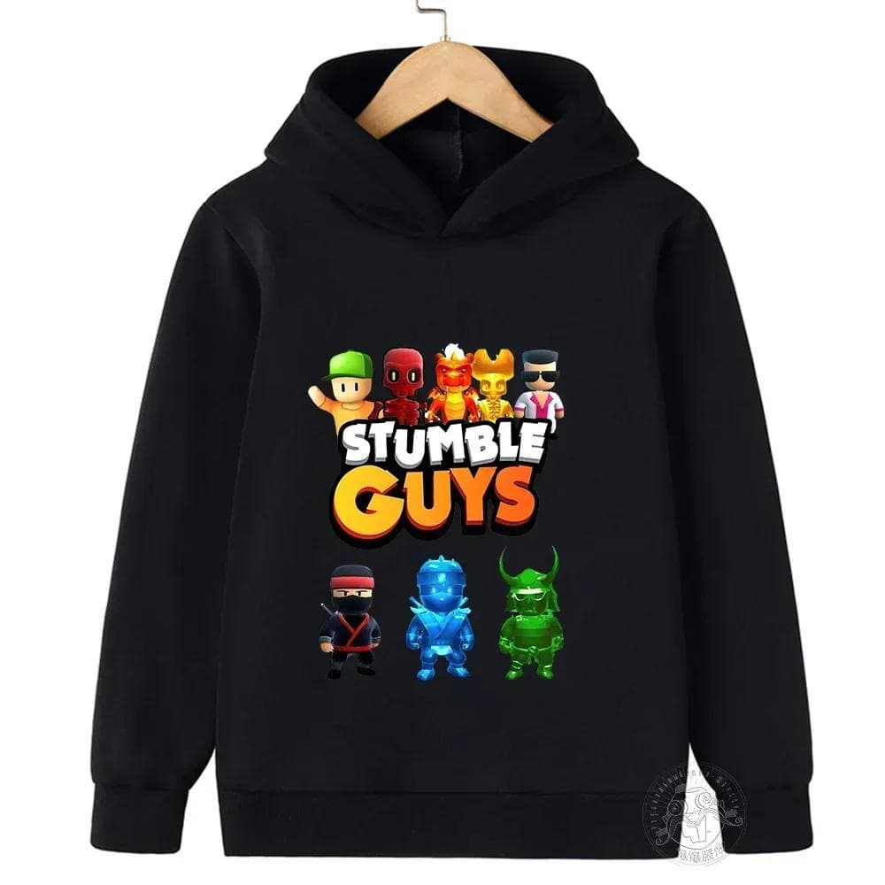 Dziecięce Anime Stumble Guys Bluzy z Kapturem z Długim Rękawem Pulower Chłopcy Dziewczęta Nadruk z Gry Bluzy Stumble Guys Dziecięca Bluza z