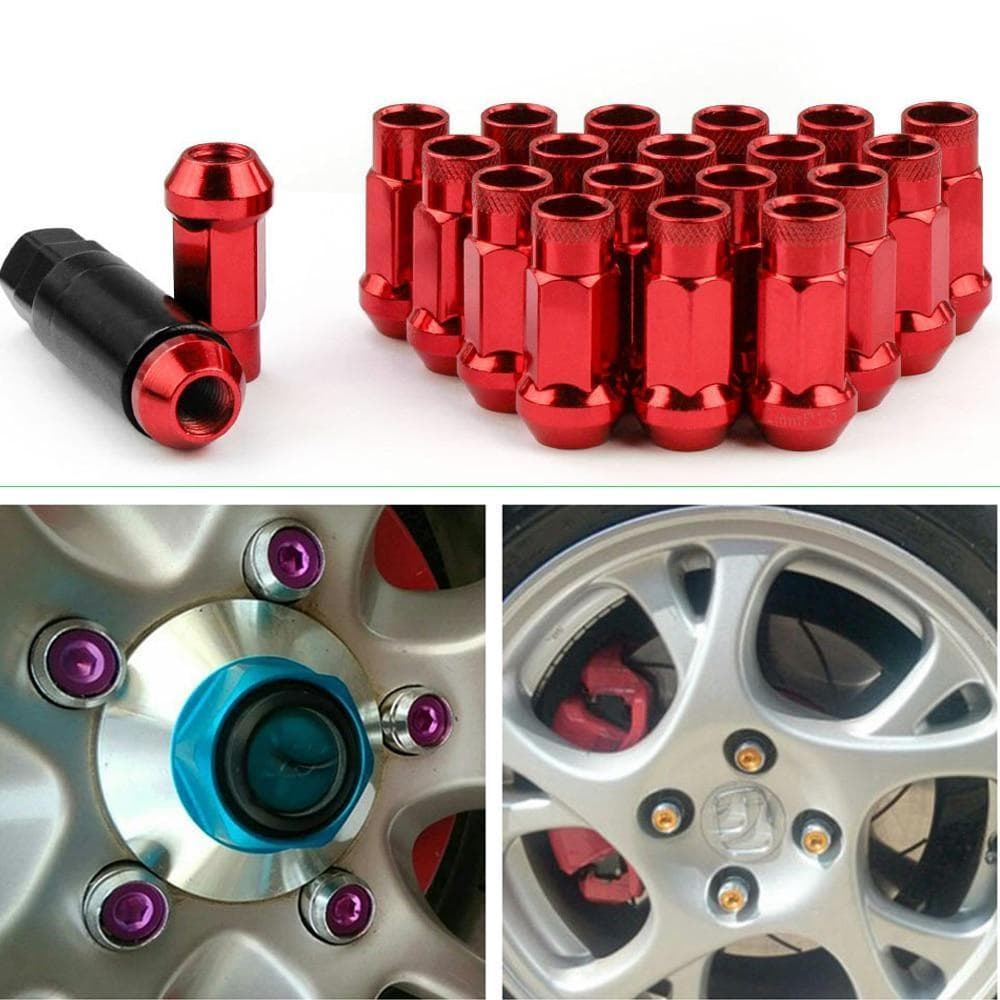 20 sztuk/zestaw nakrętki z końcówką M12x1,25/M12 * 1,5 otwarte nakrętki do kół, stożkowe siedzenie żołądź kute nakrętka zabezpieczająca