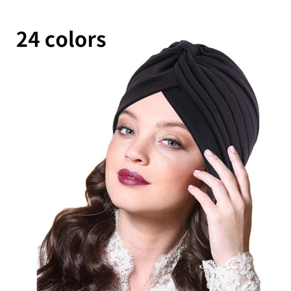 Muzułmański Turban Czapka Stretch Kobiety Jednolity Kolor Krzyż Twist Czapki Damskie Islamska Czapka Chemo Headwrap Akcesoria Do Włosów cm jasny