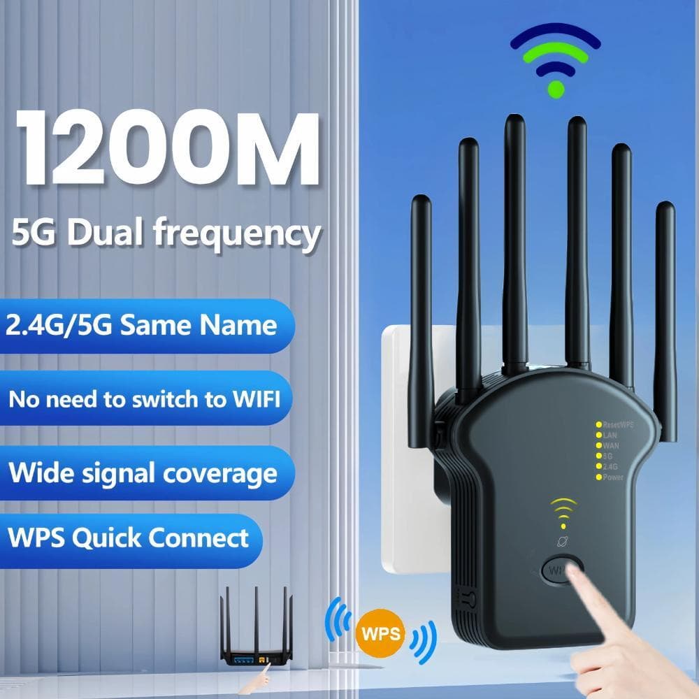 Repeater Wi-Fi 1200Mbps dwuzakresowy wzmacniacz bezprzewodowy 2.4G 5GHz sieć dalekiego zasięgu wzmacniacz sygnału dla domowego biura wzmacniacz