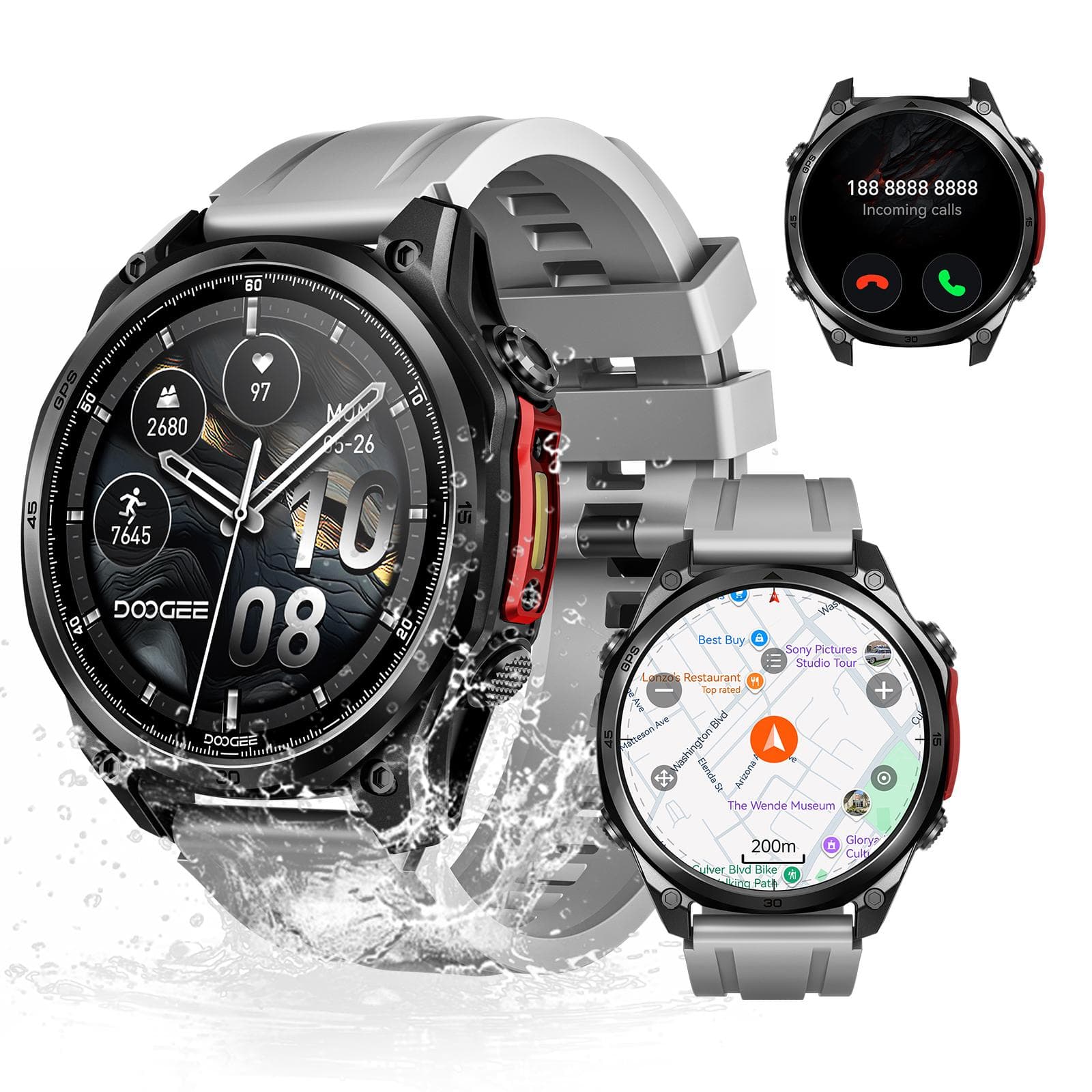 DOOGEE Anywise W1 Pro, 1,43'' Smartwatche Fitnessowe dla Telefonu z Androidem/iPhone'a, Ponad 170 Trybów Sportowych, Odbieranie/Wykonywanie