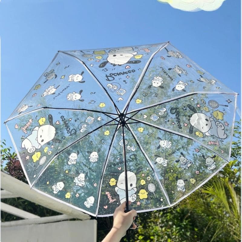 Przezroczysty Parasol z Kreskówek Ins Automatyczny Składany Parasol Przenośny Wiatroszczelny Uroczy Parasol Anime Sprzęt Przeciwdeszczowy Prezenty
