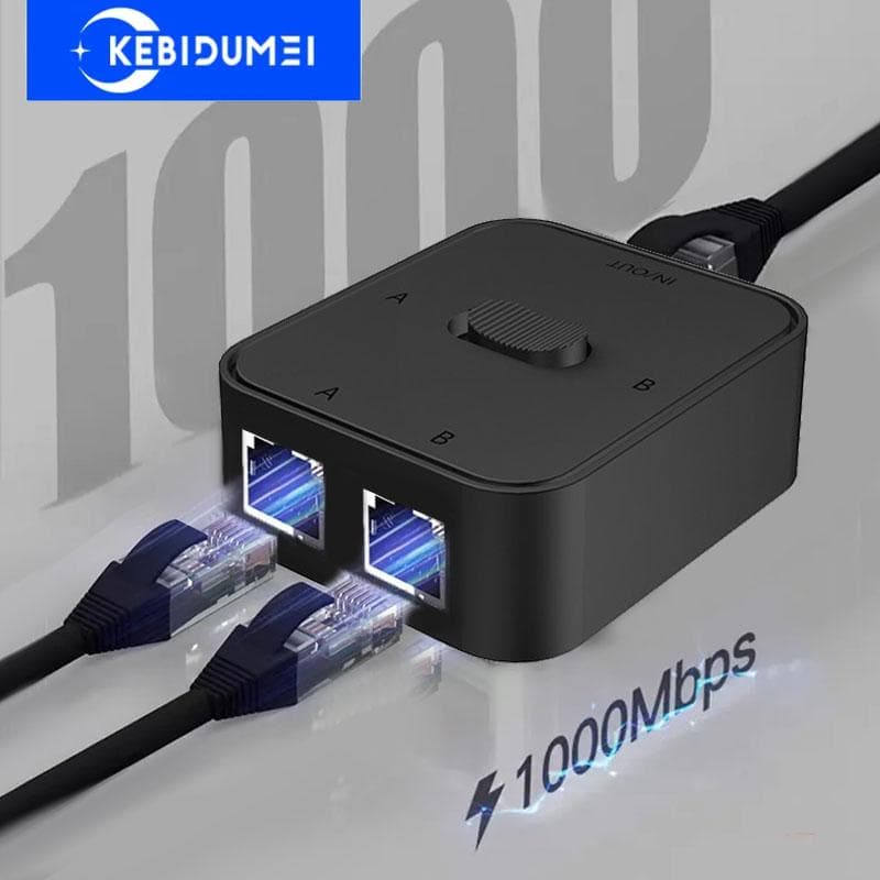2 porty 1000Mbps Gigabit Network Switch Ethernet Adapter Lan RJ45 Splitter Power Free 2 Way Adapter Złącze