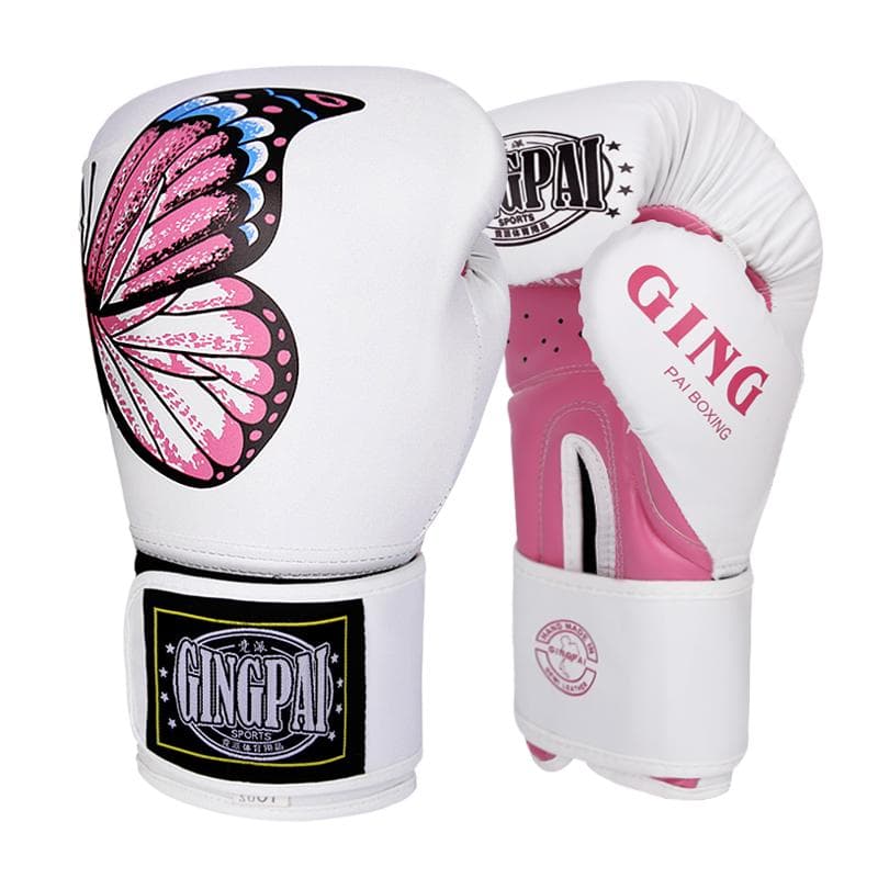 Różowe Rękawice Bokserskie 6-12oz Pink Buttefly dla Dzieci Kobiet Rękawica Treningowa Kickboxing Pro Trening Sparring Muay Thai MMA Rękawice na