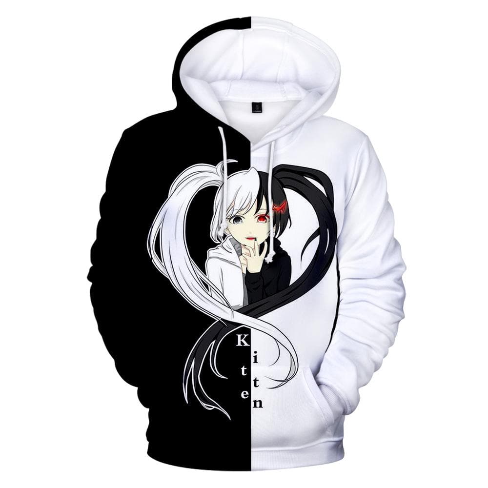 Danganronpa Merch 3D bluzy Monokuma przebranie na karnawał Anime bluzy Kawaii dziecięca bluza z kapturem Casual unisex czarno-biały płaszcz cm