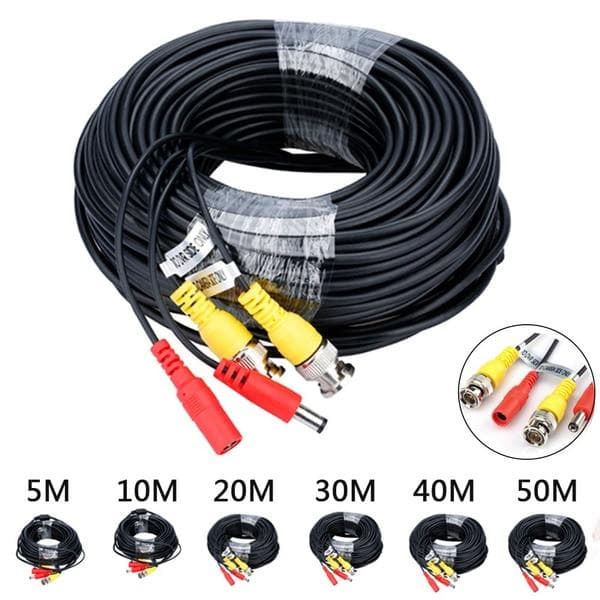 5/10/15/20/30/40/50 metrów kabel zasilający wideo BNC przewód kamery bezpieczeństwa przewód do nadzoru CCTV DVR System nadzoru