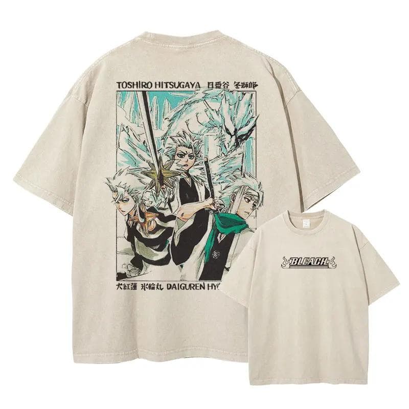 Grimmjow Aizen Ichigo T-shirt Anime Vintage Prane Koszulki Streetwear Rukia Kenpachi Manga Luźne Y2k Krótki Rękaw Top Koszulki cm