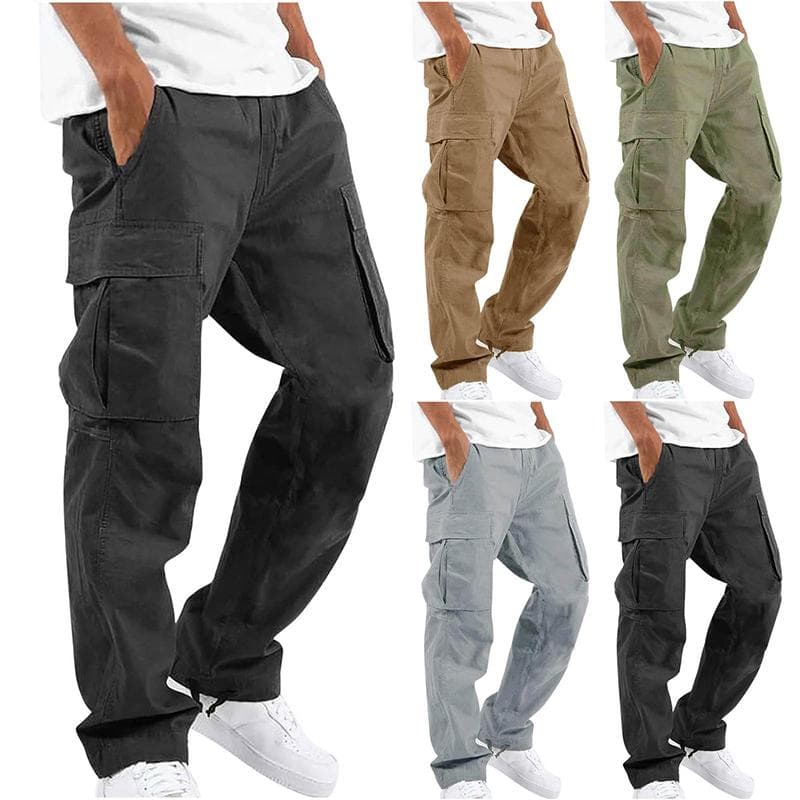 Męskie spodnie bojówki Multi-Pocket Ribbons Dresowe Streetwear Casual Mens Pants Spodnie cm zielony