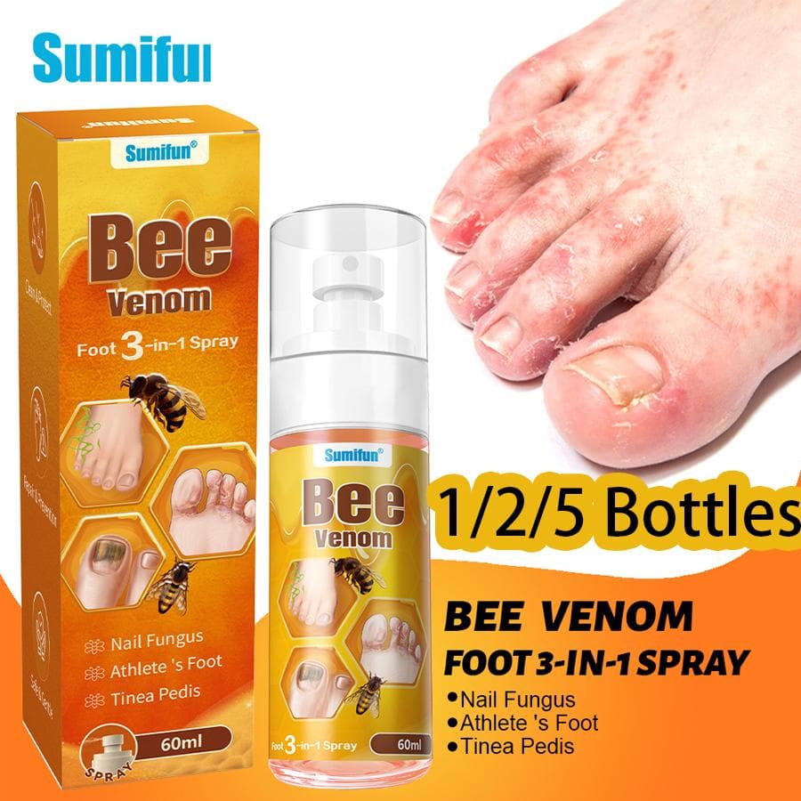 Sumifun 60/120/300ML Spray do Pielęgnacji Stóp Bee Łagodzi Beriberi Zapach Stóp Paznokcie Antybakteryjny Onychomykoza Naprawczy Spray Letni