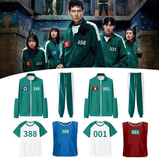 Strój Cosplay Gra Kałamarnica Czteroczęściowy Zestaw Dresy Outfity Kurtka T-shirt Kamizelka Spodnie Zestaw Sportowa Bluza Halloween Karnawał