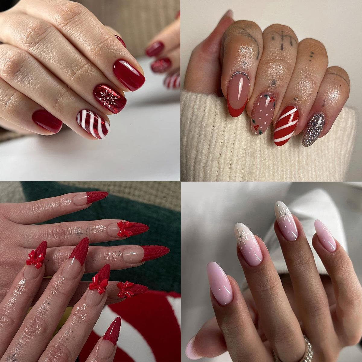 24 sztuki świątecznej zbroi płatek śniegu miłość bałwan manicure krótki migdałowy kokarda europejski i amerykański długi element paznokci