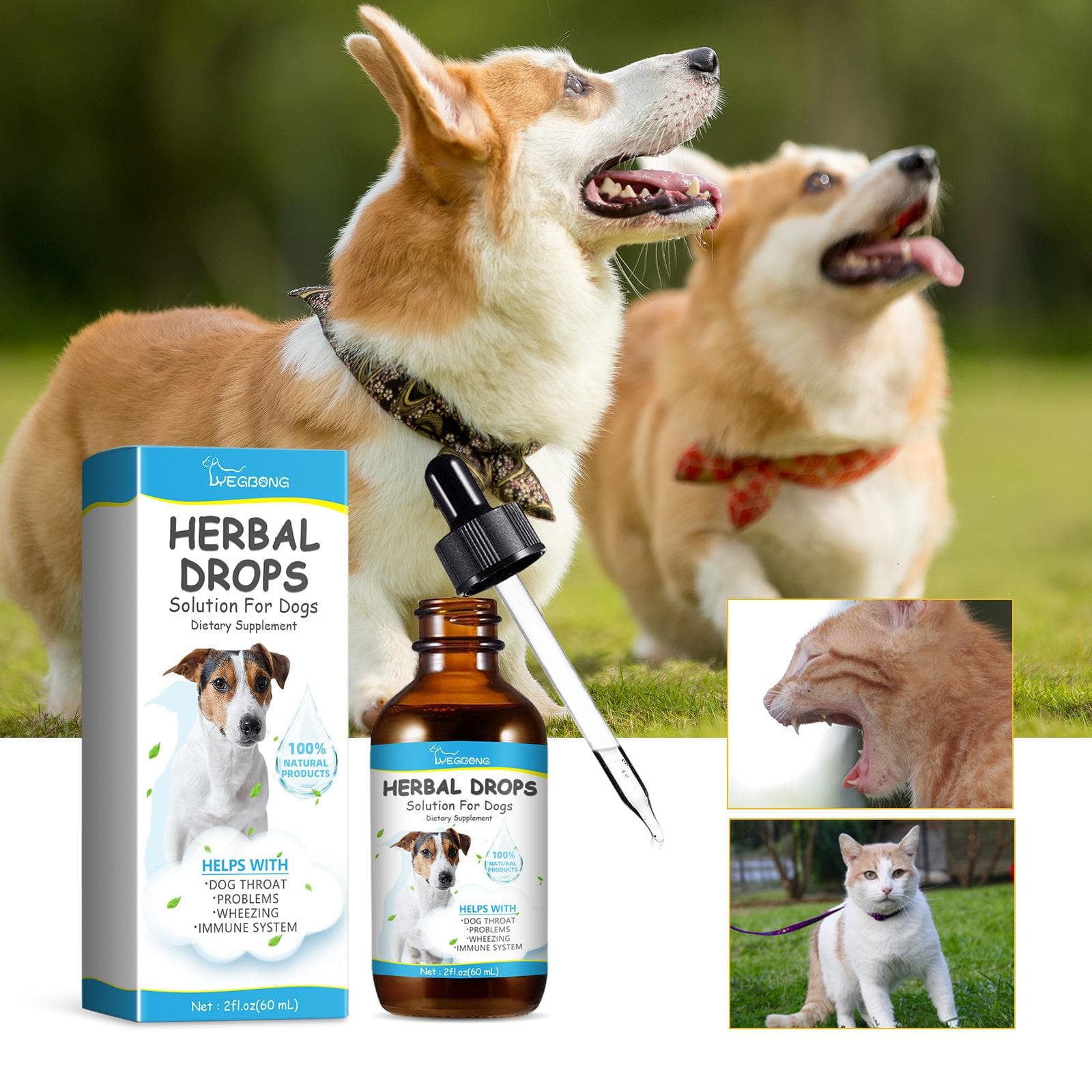 Yegbong Pet Cough Herbal Drops łagodzą dyskomfort u zwierząt domowych Kaszel u zwierząt domowych Katar