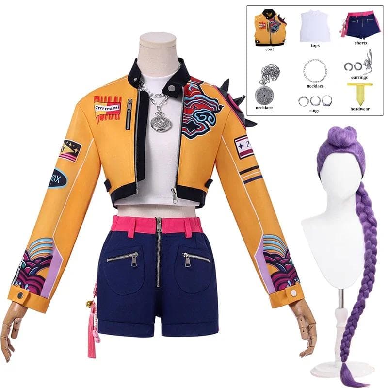 KPop Rumi Kostium Cosplay Peruka Kobiety Dziewczyny Halloween Karnawał Komiks-con Impreza Gra Fabularna Stroje cm niebieski