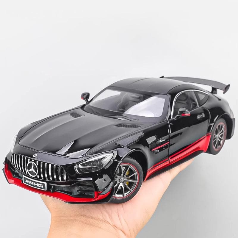 1:18 Metalowy Model Samochodu Mercedes Benz AMG GTR Dźwięk i Światło Zabawka Prezenty Miniatura Dla Chłopców Pojazdy Diecast Kolekcjonerskie