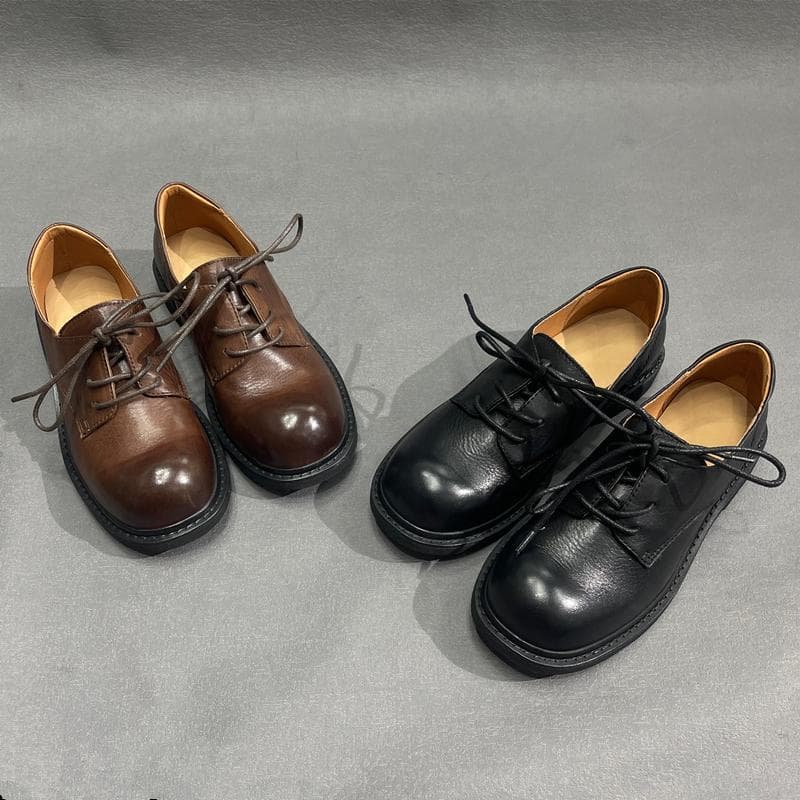 Modne buty damskie ze skóry bydlęcej w stylu retro, w całości skórzane, płaskie, w starym stylu, casualowe, brytyjskie cm